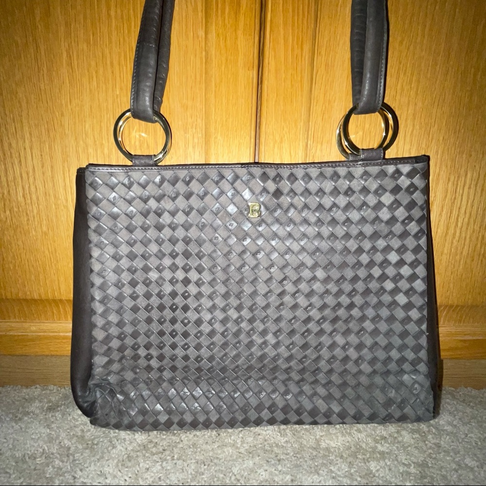 Authentic Vintage BALLY GRAY Leather & Suede Bag